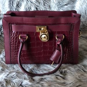 Michael Kors Hamilton embossed leather satchel